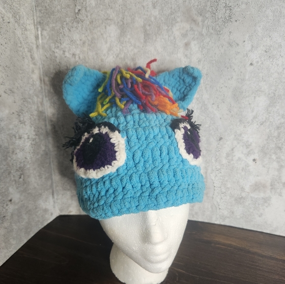 Hand made Crochet Pony My Little Pony Rainbow hat. Adult size - Picture 2 of 9